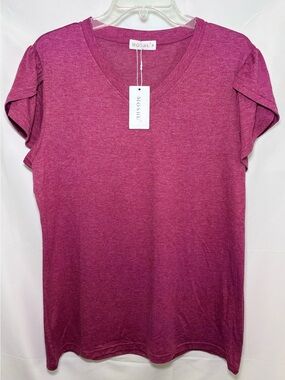 Moshu V-neck Tunic Tee with Petal Sleeves